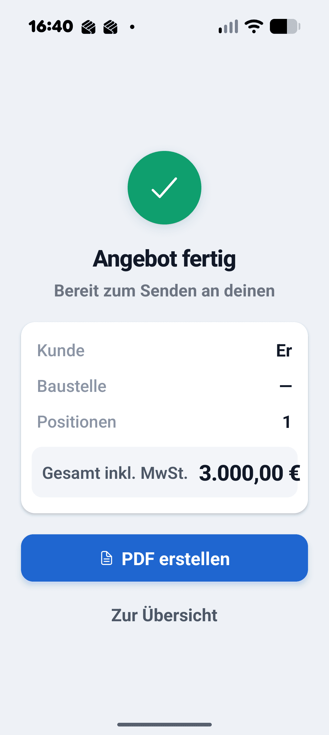 Buridans Voice App – fertiges Angebot, bereit zum Erstellen des PDFs